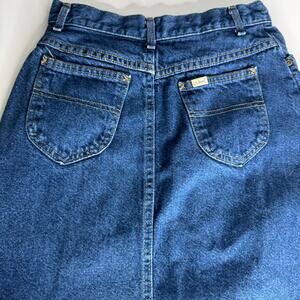 Vintage LL Bean Retro 80s Women's Blue Denim A-Line Pocket Skirt Sz 8 Gorpcore